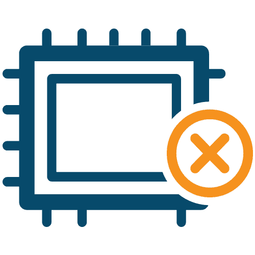 Graphic of a microchip with an X symbol
