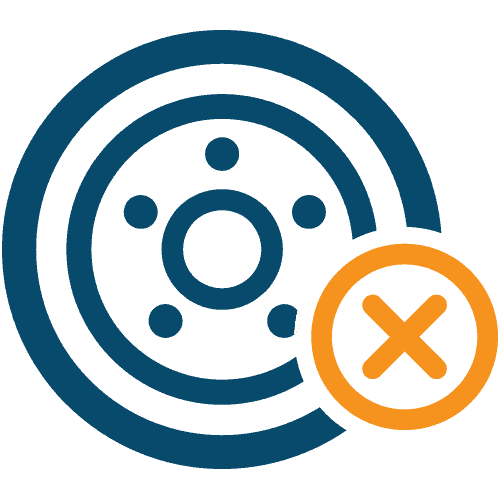 Graphic of a hard drive motor with an X symbol